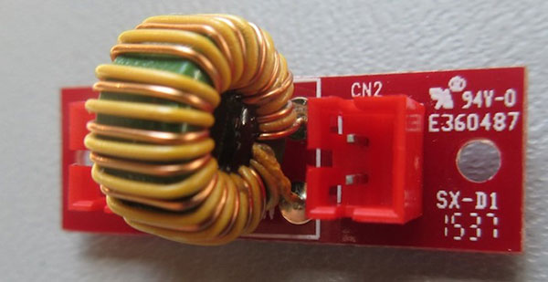 Motorized wheel base PCB with a toroid inductor